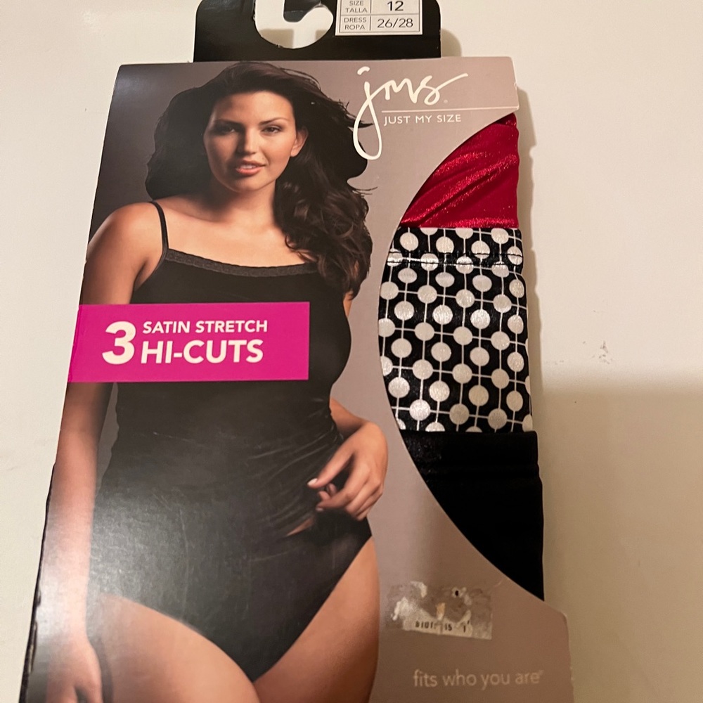 3 Pack Satin Stretch Hi-Cuts Panties Size 12